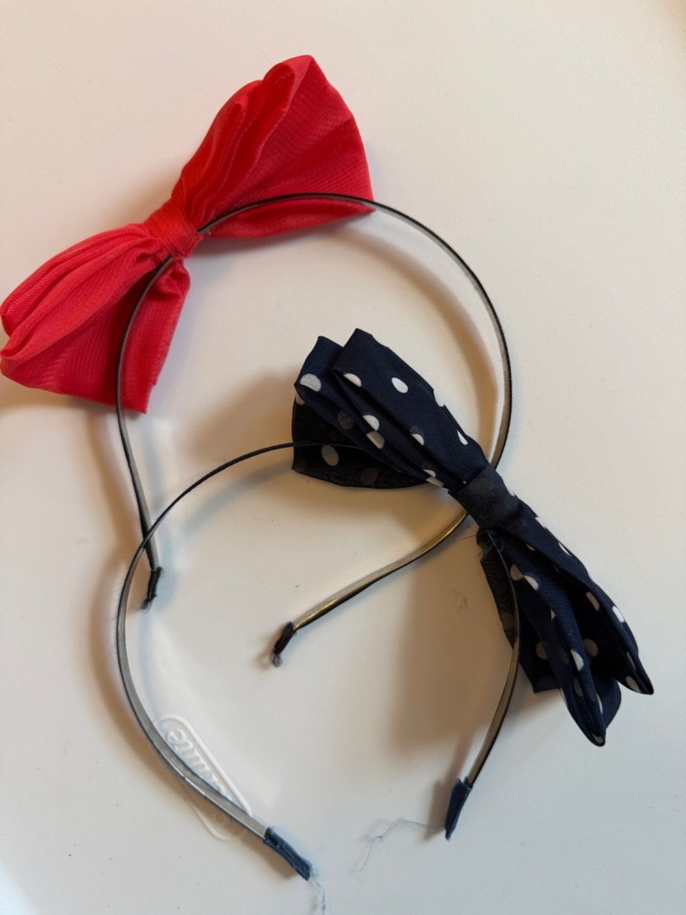 Kids Bow Headband Set - Red & Navy Polka Dot